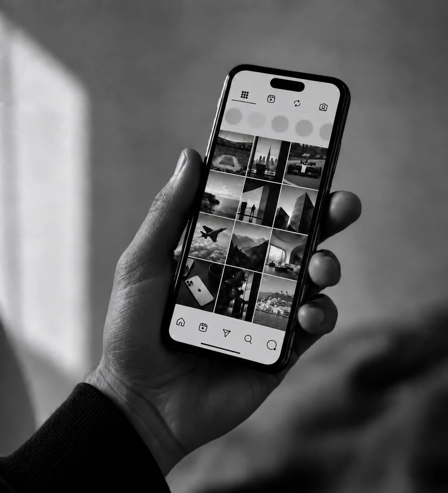 Person scrolling an Instagram feed on a phone